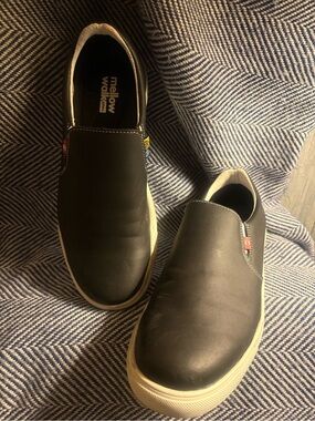 Black Slip-On Loafers Steel Toe Water-Resistant for Women Sz 8